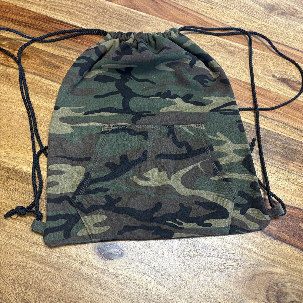 Camo Fleece Cinch Backpack - NEW